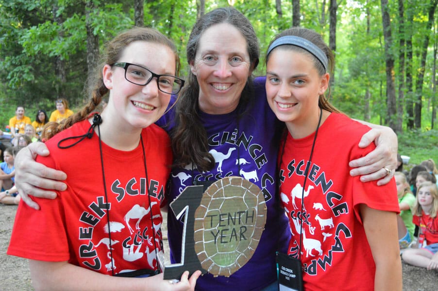 About Us - Camp Owner with 10 year campers - Cub Creek Science and Animal Camp