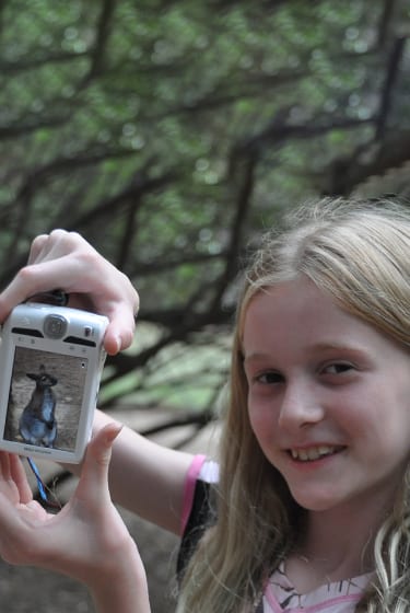 Arts & Crafts At Camp - Digital Photography - Camper showing photo of wallaby - Cub Creek Science and Animal Camp