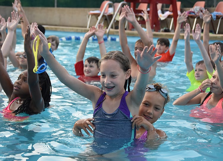 Early Birds & Night Owls - Campers early bird water aerobics - Cub Creek Science and Animal Camp