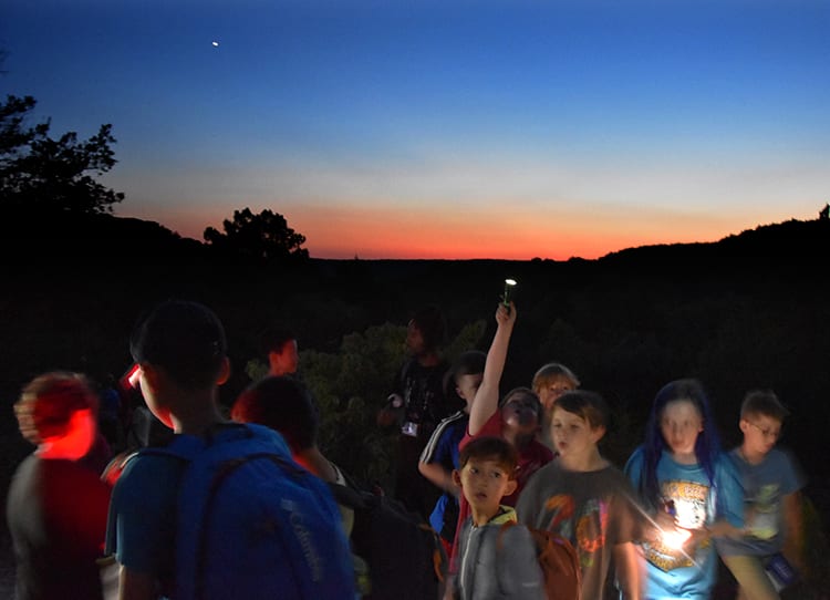 Early Birds & Night Owls - Campers hike to the glade - Cub Creek Science and Animal Camp