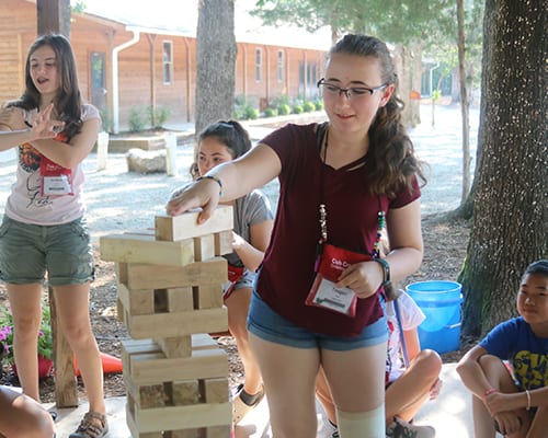 Free Time - Campers playing games - Giant Jenga - Cub Creek Science and Animal Camp