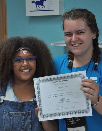 Junior Vet - Camper receives Jr. Vet certification of completion - Cub Creek Science and Animal Camp