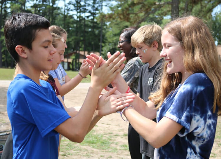 LIT Program - Campers playing team building game - Cub Creek Science and Animal Camp