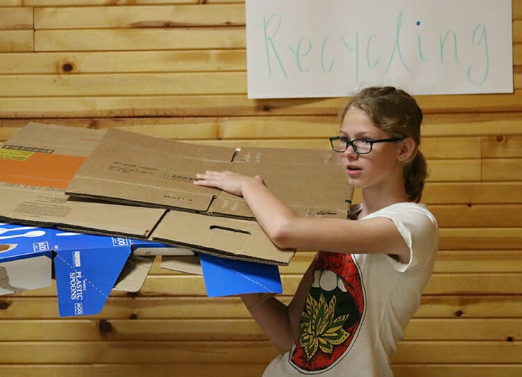 Leadership Programs LIT program - campers recycling - Cub Creek Science and Animal Camp