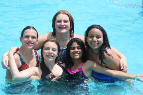 Campers enjoying free time in the pool - Cub Creek Science Camp